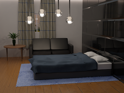 3D realistic interior room modeling window