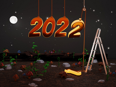 3d happy new year 2022 modeling and render with blender