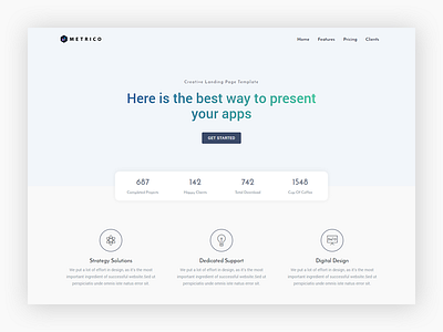 Metrico - Landing design flat landing ui ux