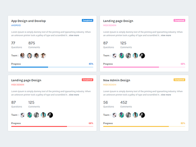 Projects admin card dashboard design projects ui ux