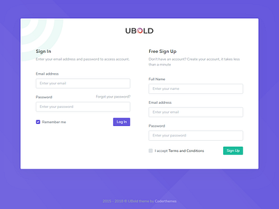 Login, Register - UbBold Admin