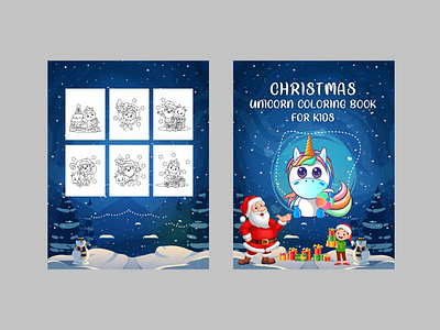 Christmas Unicorn Coloring Book for Kids | Christmas Book Cover