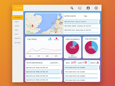 Flightboard Airplane Overview UI app design energy orange overview productivity software ui ui design