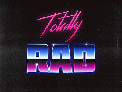 Totally RAD 80s design retro rock stranger things synthwave text text style typography vintage