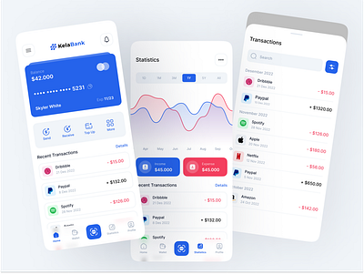 KelaBank - Finance Mobile App app design design concept digital banking e wallet e wallet app finance finance app finance ui financial fintech mobile banking money management ui ui ux design