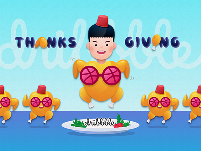 Hello Dribbblers! debut design first post first shot graphicdesign hello illustraion thanks thanksgiving thankyou turkey