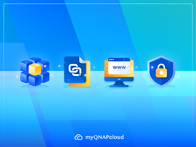 myQNAPcloud | Icon Set cube design gui icon icon design icon set iconography icons link shield ui vector web