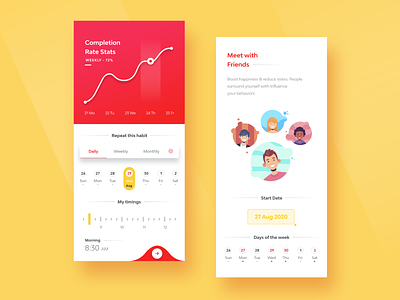 Habit Tracking 3d abstract android animation brand clean clean design clean ui concept design flat font graphic illustraion interface design minimal mobile app product design typogaphy ux
