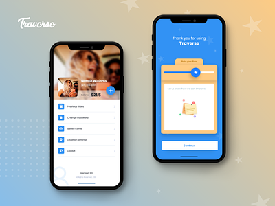 Traverse - Bus Booking App bus booking app interface design ios app iphone x mobile app profile page rating page travel ui ux design