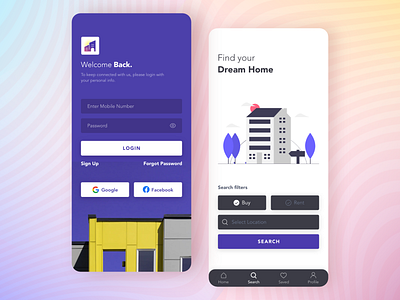 Property Finder adobe xd android app design appartment design find home home app home finder house rent interface design ios ios app iphone x minimal design mobile app product design property app property finder room finder search page