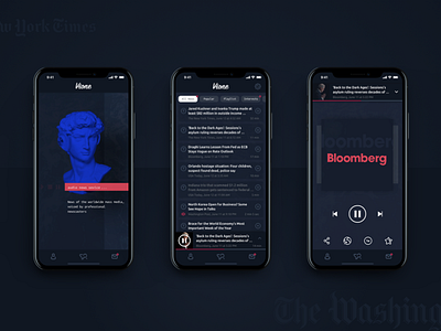 Vione - Audio News Service audio news blue illustration mobile mobile app news vione vione app voice voice news
