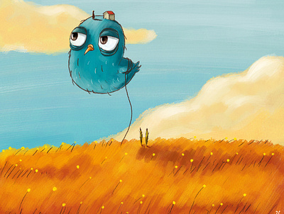 A lonely bird digital paint book illustration childrens book digital art illustration picture book