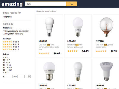 Ecommerce Search result page - Demo algolia amazon api ikea javascript search tutorial ux