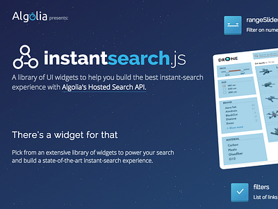 instantsearch released!! algolia api millisecondsmatter search ux widgets