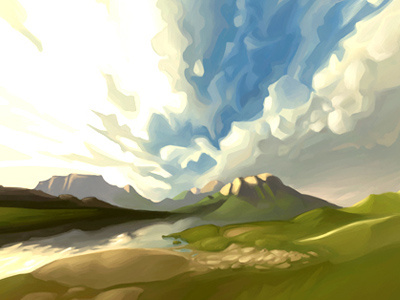 Cloudy cloud landscape painter