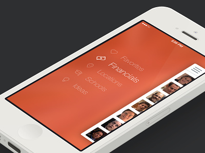 iOS7 Sidemenu blurred icons ios7 menu orange side menu sidebar