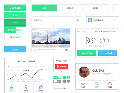 Thin & Bright UI Kit analytics bright button colorful icons light thin tooltip ui ui kit white