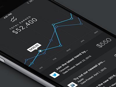 Dark Analytics analytics app chart design ios ios8 line mobile ui ux