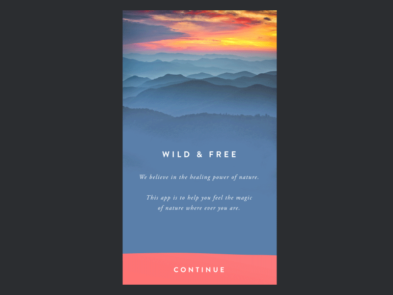 Wild Fade In animation blue clean design ios onboarding photo ui ux