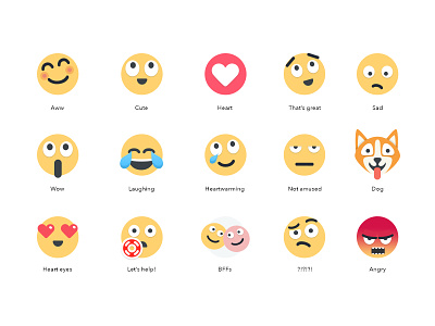 Reactions emojis emoticons happy heart illustration laughing reactions sad