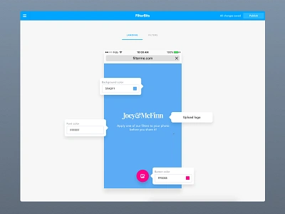 FilterBits Editor app clean color picker editor iphone ui ux web