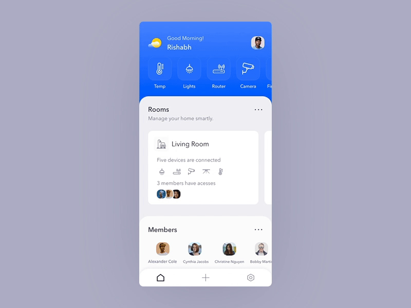 #SmartHomeApp adobe xd animated gif app clean concept dailyui design dribbble free home security minimal smarthome ui uiux