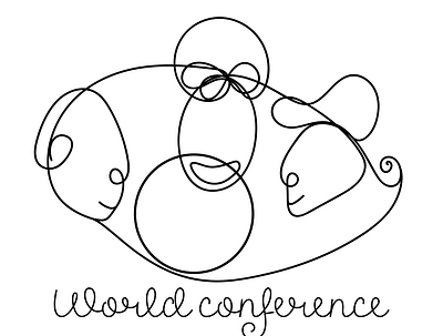 Viritual conference logo branding design ill illustration logo vector