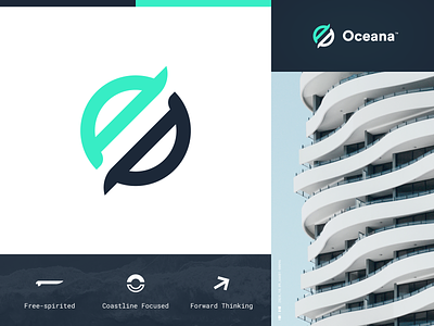 Oceana Logo architecture branding building charcoal circular engineering green grid icons identity logo logo design ocean roboto mono tshirt water wavy