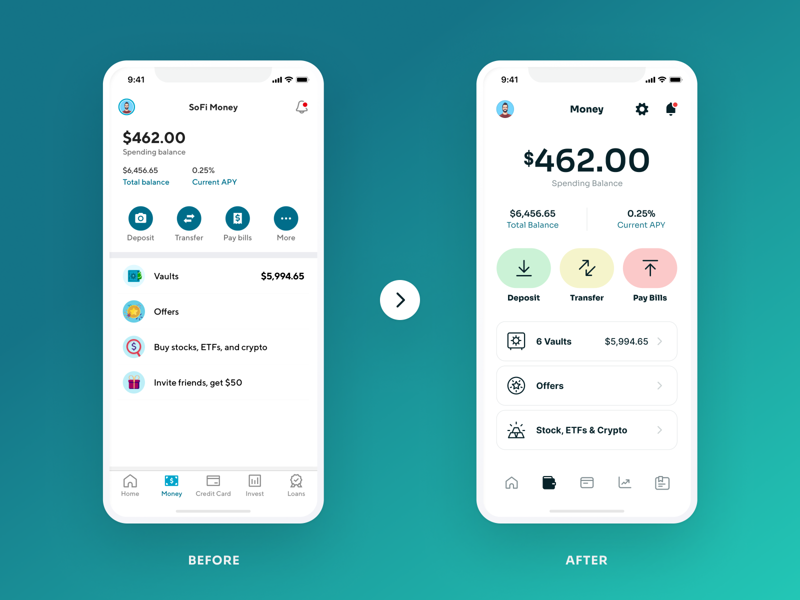 SoFi Money Redesign Concept by Phil Goodwin for Unfold on Dribbble