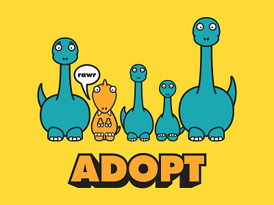 Adopt Tee adopt dinosaurs kids orange teal trex yellow