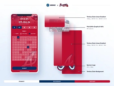 Boxiz Sponsored Game Board app app design atlanta atlanta braves baseball box braves circular font game game board grid numbers pill button sports app sports game ui ui design ux