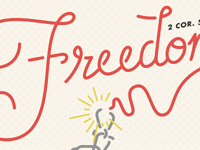 Freedom 2 corinthians chain christ cream free freedom red script vintage