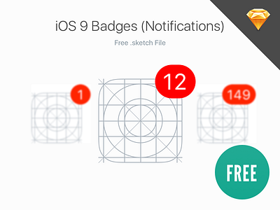 iOS 9 Badges (Notifications) badge free icon ios ios9 notification sketch sketchapp ui ux wireframes