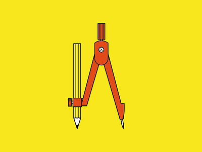Compass compass design draw drawing flat illustration orange pencil ui yellow