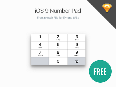iOS 9 Number Pad (iPhone 6/6s) free ios ios9 iphone number pad numberpad san francisco sketch sketchapp ui ux