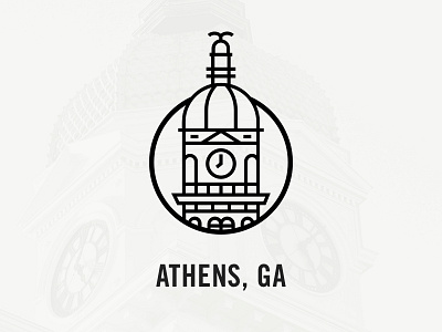 Hometown (Athens, Ga) athens black building city clock dome home icon lines trade gothic