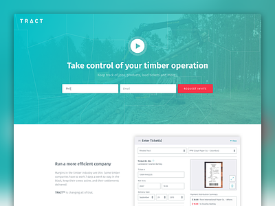 TRACT™ Website fira sans forms play sales survey teal timber tract trees ui ux