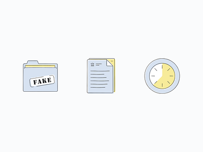 Icons: Problems bank blue clock document fake folder icon icons paper statements time yellow