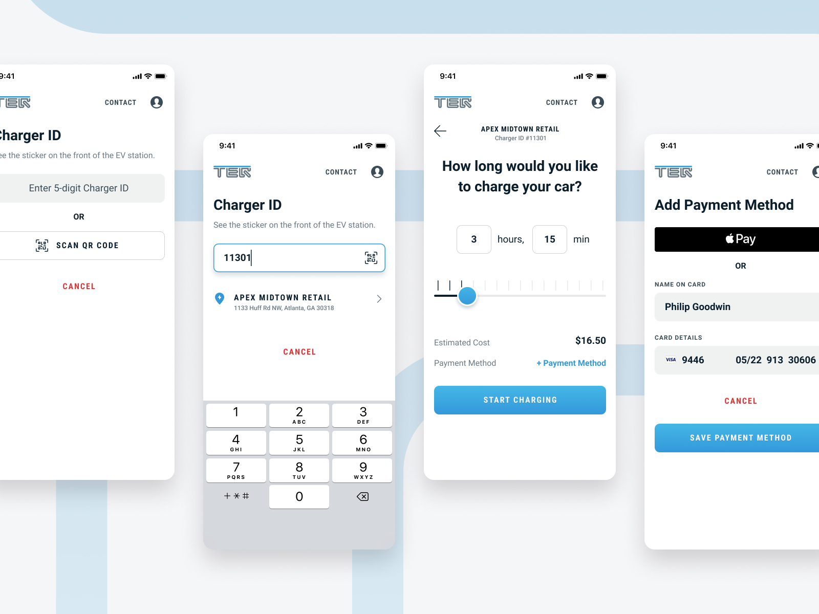 Charger → Duration → Payment by Phil Goodwin for FiveBox on Dribbble