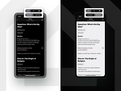 Notes - Light/Dark Mode black black and white clean comment dark mode graphik graphik font icon ios light light mode native app negative space popover switch text toggle ui ux white