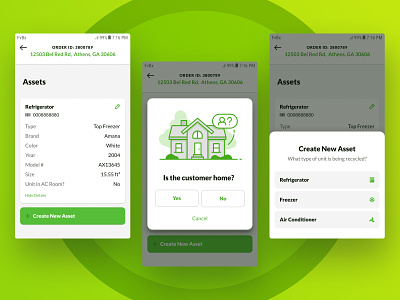 Create New Asset android android app android app design create data green illustration lato modal new recycle select table ui ux