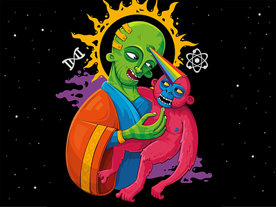 Pet alien dna favorite illustration molecule monkey pet print procreate rainbow smile space