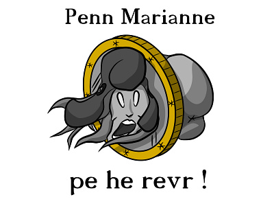 Penn Marianne pe he revr breizh bretagne breton brezhoneg bzh bzhg coin face hasard heads illustration inkscape marianne pile pièce tails