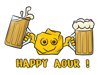 Happy aour ! aour beer breizh bretagne breton brezhoneg bzh bzhg drinking gold happy hour illustration inkscape nugget pinte pub