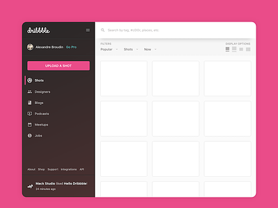 Dribbble quick redesign dribbble redesign search sidebar sketch ui ux