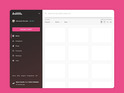 Dribbble quick redesign