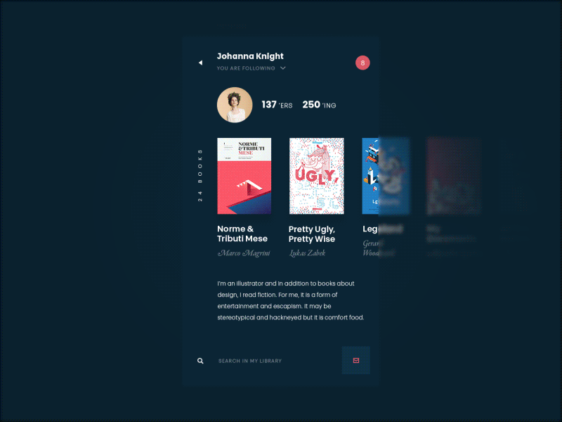 Tubik Studio | Book Swap animation app book books dark interface ios minimal motion social ui ux