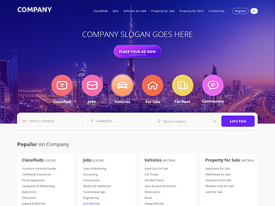 Classified - Homepage classified website design