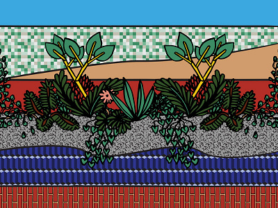 A balcony in Milan colors illustration pattern