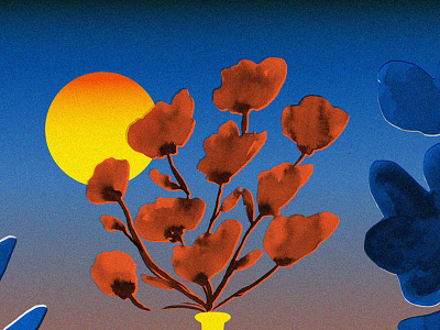 Sunset time colors flowers illustration leaves